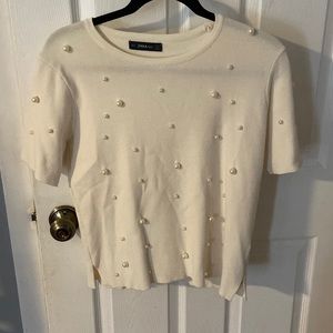 Zara knit medium pearl beaded sweater
